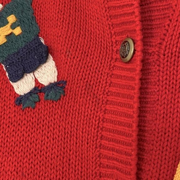 Vintage Heirlooms Red Knit Cardigan With School Activity Appliqué S - Picture 8 of 16
